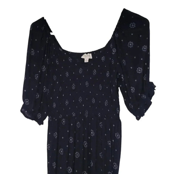 Women’s True Craft Off the Shoulder Midi Dress Blue Geometry Size M Boho Y2K - Picture 10 of 15